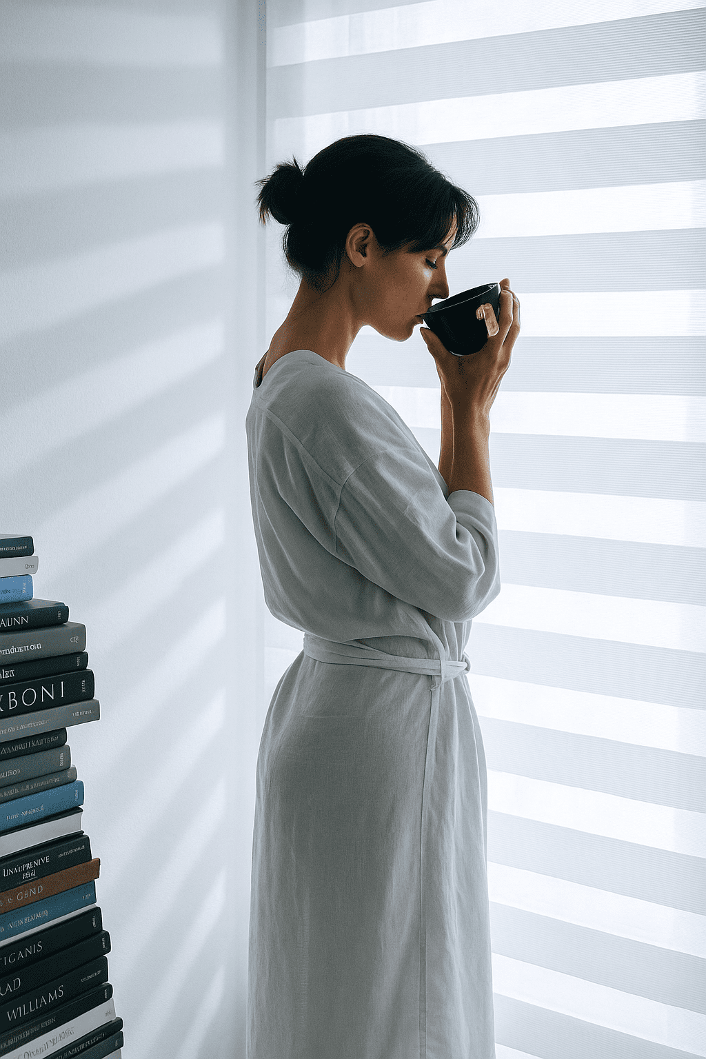 Roller Duo elegante, blancas, instaladas en living