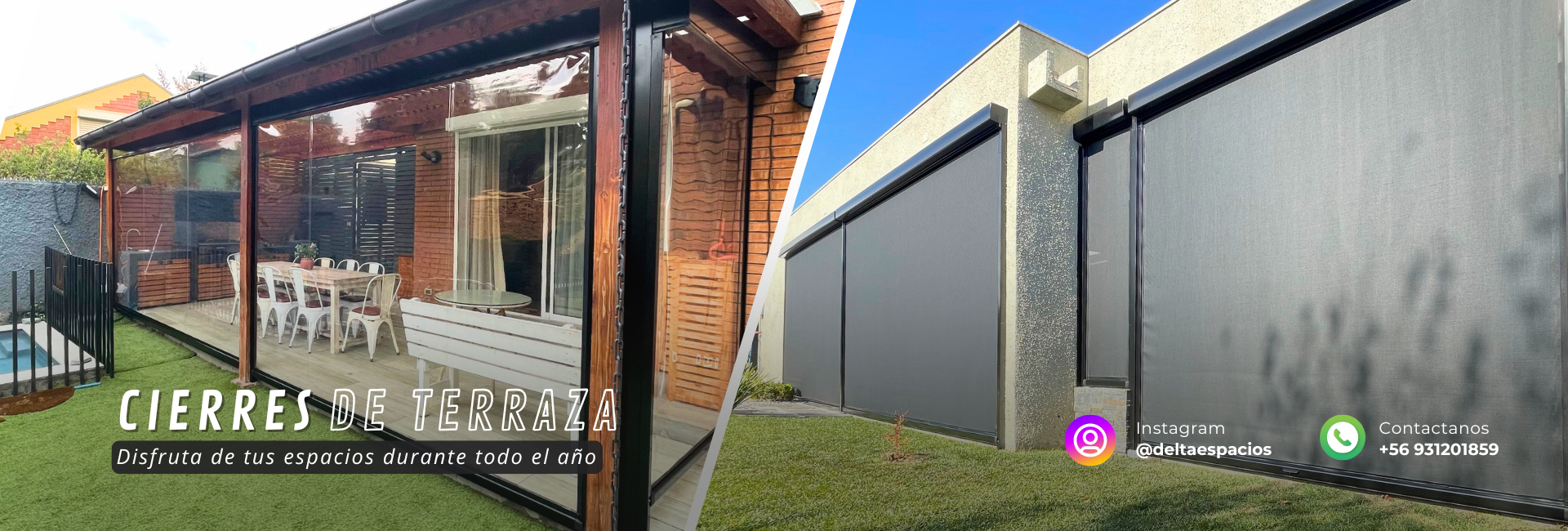 Cierres-de-terraza-delta-espacios Cierres de terraza Delta Espacios, sistemas herméticos Ziptrak y Elite con tela Screen o PVC, ideales para ampliar y proteger tus espacios exteriores todo el año.