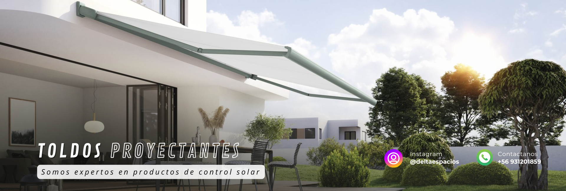 Toldo-control-solar-delta-espacios Toldos retráctiles y motorizados Delta Espacios, diseño europeo con protección solar, lona acrílica e instalación profesional en terrazas y fachadas